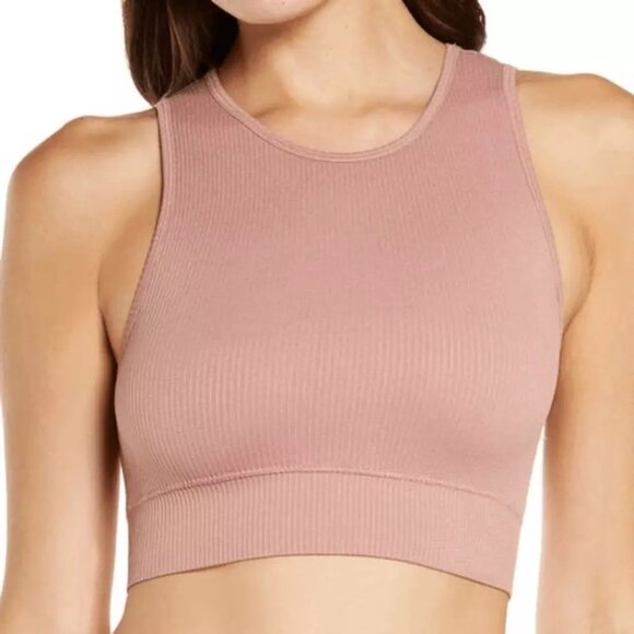 SKIMS Stretch Rib High Neck Bralette NEW Rose Clay XXS/XS - Picture 1 of 11